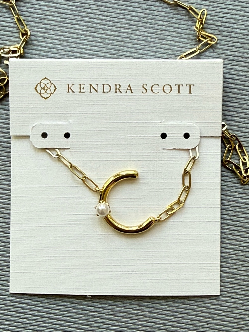Kendra Scott Gold C Necklace with Pearl Accent